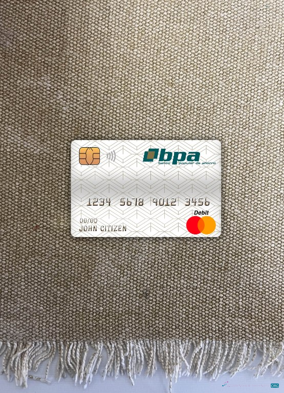 Download Cuba Banco popular de ahorro (bpa) bank master debit card photolook front Photoshop template